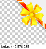 Gift cards and luxury wide gift wrap with red ribbon, tape and golden bow and space for text. Packing box ribbon present for party or Christmas, birthday, postcard with best wishes wrapping template. Gifts and Presents for Everyone, Wrapping Boxes. Стоковая иллюстрация, агентство Ingram Publishing / Фотобанк Лори