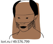 Hand-draw outline portrait of a tribal man with brown sample color. Abstract colletion of different people and skin tones. Diversity concept. Стоковое фото, агентство Ingram Publishing / Фотобанк Лори