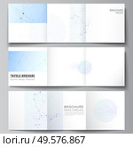 Vector layout of square format covers templates for trifold brochure, flyer, magazine, cover design, book design, brochure cover. Blue medical background with connecting lines and dots, plexus. Vector layout of square format covers templates for trifold brochure, flyer, magazine, cover design, book design, brochure cover. Blue medical background with connecting lines and dots, plexus. Стоковая иллюстрация, агентство Ingram Publishing / Фотобанк Лори