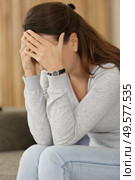 sad woman suffering from the stomachache. Стоковое фото, агентство Ingram Publishing / Фотобанк Лори