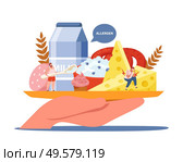 Lactose and gluten intolerance composition with allergen and healthcare symbols flat vector illustration. Стоковая иллюстрация, агентство Ingram Publishing / Фотобанк Лори