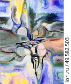 Fractured Faith. Cross of Stained Glass series. Abstract design made of organic church window color pattern related to fragmented unity of Crucifixion of Christ and Nature. Стоковое фото, агентство Ingram Publishing / Фотобанк Лори