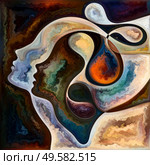 Vibrant Minds. Colors In Us series. Composition of  human silhouettes, art textures and colors interplay for projects on life, drama, poetry and perception. Стоковое фото, агентство Ingram Publishing / Фотобанк Лори