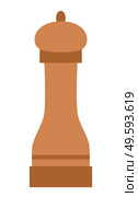 Domestic pepper or salt mill to grind hard, small grains. Spice mills used to sprinkle little seasoning on food. Species container isolated on white background. Vector illustration in flat style. Pepper or Salt Mill, Sprinkle Seasoning on Food. Стоковая иллюстрация, агентство Ingram Publishing / Фотобанк Лори