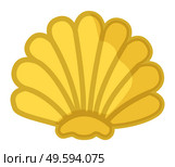 Sea shell yellow in semicircular form. Mollusk aquatic underwater inhabitant on white background. Water occupant of seas and oceans. Conch marine symbol. Cockleshell representative of flora and fauna. Sea shell yellow in semicircular form. Mollusk aquatic underwater inhabitant on white background. Стоковая иллюстрация, агентство Ingram Publishing / Фотобанк Лори