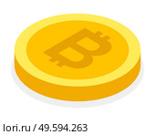 Golden bitcoin coin illustration. Crypto currency golden coin bitcoin symbol isolated on white. Internet digital currency, metallic virtual money protected by cryptographic methods, payment system. Golden bitcoin coin. Crypto currency golden coin bitcoin symbol isolated on white background. Стоковая иллюстрация, агентство Ingram Publishing / Фотобанк Лори
