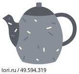Teapot or kettle isolated on white background. Utensil for kitchen, for drinking tea. Dotted blue teakettle with cap. Vector illustration in flat style. Teapot or Kettle, Kitchen Stuff for Drinking Tea. Стоковая иллюстрация, агентство Ingram Publishing / Фотобанк Лори