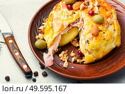 Delicious camembert cheese baked in dough and bacon. Camembert cheese baked in bacon. Стоковое фото, агентство Ingram Publishing / Фотобанк Лори