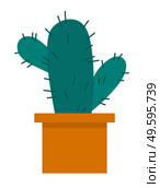 Cactus icon in a flat style on a white background. Home plant cactus in pot and with spines. Decorative evergreen plant with prickly thorns in yellow pot. Tropical desert houseplant vector design. Cactus icon in a flat style on a white background. Home plant cactus in pot and with spines. Стоковая иллюстрация, агентство Ingram Publishing / Фотобанк Лори