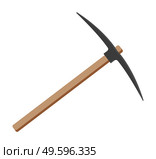 Pick instrument or pickaxe, isolated icon, metal sharp equipment with wooden handle for heavy works, mining, archeology, excavation, digging, tool mattock for miner, working with industrial instrument. Pick instrument or pickaxe, isolated icon, metal sharp equipment with wooden handle for heavy works. Стоковая иллюстрация, агентство Ingram Publishing / Фотобанк Лори