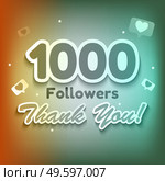 1000 Followers, Thank you Background for Social Network friends. Vector Illustration eps10. 1000 Followers, Thank you Background for Social Network friends. Vector Illustration. Стоковая иллюстрация, агентство Ingram Publishing / Фотобанк Лори