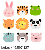 Cute hand drawn animals characters collection set. Cartoon zoo animals: hare, tiger, frog, fox, lion, panda cat bear pig EPS10. Cute hand drawn animals characters collection set. Cartoon zoo animals: hare, tiger, frog, fox, lion, panda, cat, bear, pig. Стоковая иллюстрация, агентство Ingram Publishing / Фотобанк Лори