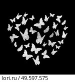 Beautifil Butterfly Sitver Heart Silhouette Background. Valentine s Day. Vector Illustration EPS10. Beautifil Butterfly Sitver Heart Silhouette Background. Valentine s Day. Vector Illustration. Стоковая иллюстрация, агентство Ingram Publishing / Фотобанк Лори