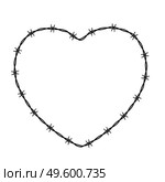 Heart Shaped conclusion symbol, sign. Barbed wire isolated on white background. Vector Illustration EPS10. Heart Shaped conclusion symbol, sign. Barbed wire isolated on white background. Vector Illustration. Стоковая иллюстрация, агентство Ingram Publishing / Фотобанк Лори