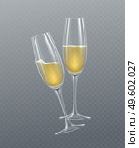 Realistic glasses of champagne isolated on a transparent background. Vector illustration EPS10. Realistic glasses of champagne isolated on a transparent background. Vector illustration. Стоковая иллюстрация, агентство Ingram Publishing / Фотобанк Лори