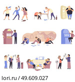 Flat and isolated addiction icon set with different types of addict alcoholism drug and gambling addictions overeating vector illustration. Flat And Isolated Addiction Icon Set. Стоковая иллюстрация, агентство Ingram Publishing / Фотобанк Лори