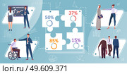 Flat infographics showing percentage and discrimination of different groups of job candidates vector illustration. Flat Discrimination Infographics. Стоковая иллюстрация, агентство Ingram Publishing / Фотобанк Лори