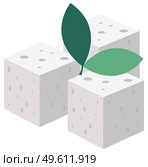 Three cubes of sugar isolated on white background. Pressed sweeteners vector illustration. Sugar for adding to food formed in the form of cubes with a green leaf on top. White sweetener with dark dots. Three cubes of sugar isolated on white background. Pressed sweeteners vector illustration. Стоковая иллюстрация, агентство Ingram Publishing / Фотобанк Лори