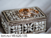 wedding rings with a wedding decor. Стоковое фото, агентство Ingram Publishing / Фотобанк Лори