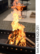 bright flame of a campfire in the barbecue grill. Стоковое фото, агентство Ingram Publishing / Фотобанк Лори