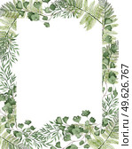 Beautiful Watercolor card with different  ferns.  Illustration . Beautiful Watercolor card with different  ferns. Стоковое фото, агентство Ingram Publishing / Фотобанк Лори
