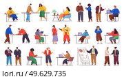 Office staff, work and communication. Head and subordinates. Various workers, managers team. Top managers employees of different levels. Office workers. Co-workers. Colleagues discuss project teamwork. Office workers. Co-workers. Colleagues discuss project teamwork. Office staff work and communication. Стоковая иллюстрация, агентство Ingram Publishing / Фотобанк Лори