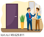 Business people shaking hands, reached agreement. Partnership and cooperation in business, happy businessmen made a good transaction. Partners on deal meeting in office do handshake in flat design. Business people shaking hands, reached agreement. Partnership and cooperation in business. Стоковая иллюстрация, агентство Ingram Publishing / Фотобанк Лори