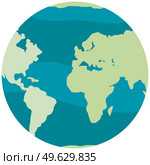 Planet isolated on white background. Land with green continents and blue waters. World globe vector illustration. Earth with image of territories separated by World ocean. Save planet concept. Planet isolated on white background. Land with continents and World ocean vector illustration. Стоковая иллюстрация, агентство Ingram Publishing / Фотобанк Лори