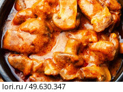Fried meat with mushrooms, beef stroganoff from pork.. Meat with mushrooms, Beef stroganoff. Стоковое фото, агентство Ingram Publishing / Фотобанк Лори