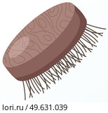 Hair comb made from natural materials, an eco-friendly accessory for hair care. Brush for cleaning clothes and furniture. Hygiene item. Anti-cellulite dry brush massage. Bamboo hairbrush isolated. Hair comb made from natural materials, an eco-friendly accessory for hair care. Bamboo hairbrush. Стоковая иллюстрация, агентство Ingram Publishing / Фотобанк Лори