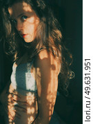 Artistic portrait of a young woman with retro shadow play style. Стоковое фото, агентство Ingram Publishing / Фотобанк Лори
