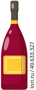 Alcoholic beverage made from fermented grapes. Bottle of red wine. Glass container with stopper and label. Weak alcoholic drink. Dry red wine flat vector illustration. Sour grape drink bottle. Alcohol, beverage made from fermented grapes. Bottle of red wine. Dry grape alcoholic drink. Стоковая иллюстрация, агентство Ingram Publishing / Фотобанк Лори