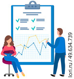 People fill out questionnaire. Project planning, management. Colleagues with clipboard isolated. Offline exam concept. Student with file folder puts marks in worksheet. Man standing near big checklist. People fill out questionnaire. Colleagues with clipboard. Offline exam concept. Project management. Стоковая иллюстрация, агентство Ingram Publishing / Фотобанк Лори