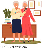 Old people play video game. Modern senior people gadgets. Oldster education computer. Old progressive use modern technology. Learning to use PC. Elderly couple gadgets. Aging parents video conference. Old people play video game. Senior people with different gadgets. Oldster education on computer. Стоковая иллюстрация, агентство Ingram Publishing / Фотобанк Лори