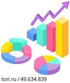 Modem isometric graphic statistical pie chart icon. Columns step use as inforchart, infographic box display, isolated on white background. Profit growth indicators from sales shown on diagram. Profit growth indicators from sales on bar chart. Statistical data, statistics, sectorized diagram. Стоковая иллюстрация, агентство Ingram Publishing / Фотобанк Лори