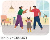 Problems and conflict in family, fight and arguing, quarreling over child in family. Cartoon angry parents swearing. Unhappy girl teenager. Dispute man and woman. Toxic relationships between people. Problems and conflict in family, fight and arguing, quarreling over child in family. Unhappy girl. Стоковая иллюстрация, агентство Ingram Publishing / Фотобанк Лори