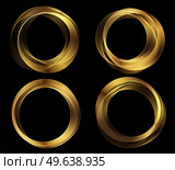 Abstract Gold Waves. Shiny golden moving lines design element on dark background for gift, greeting card and disqount voucher. Vector Illustration. Abstract Gold Waves. Shiny golden moving lines design element on dark background for greeting card and disqount voucher. Стоковая иллюстрация, агентство Ingram Publishing / Фотобанк Лори