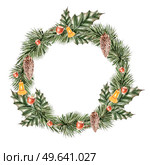 Holiday Watercolor Christmas wreath. Illustrations. Holiday Watercolor Christmas wreath. . Стоковое фото, агентство Ingram Publishing / Фотобанк Лори