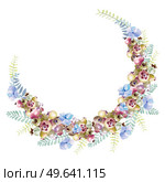 Beautiful watercolor wreath with eucalyptus branches and hydrangea flowers. saskatoon berries. Illustrations.. Beautiful watercolor wreath with eucalyptus branches and hydrangea flowers. saskatoon berries. . Стоковое фото, агентство Ingram Publishing / Фотобанк Лори