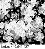Water color pattern with flowers of rose and peony, raspberry. Illustrations.. Water color pattern with flowers of rose and peony, raspberry. . Стоковое фото, агентство Ingram Publishing / Фотобанк Лори