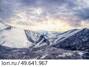 Solheimajokull glacier in Iceland in a beautiful sunset in an amazing landscape. Стоковое фото, агентство Ingram Publishing / Фотобанк Лори