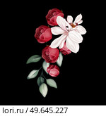 Elegant bouquet with peonies, roses and eucalyptus leaves. Illustration. Elegant bouquet with peonies, roses and eucalyptus leaves. Стоковое фото, агентство Ingram Publishing / Фотобанк Лори