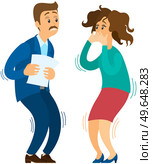 Frightened people suffering from fears. Characters are afraid of objects and phenomena. Man and woman tremble with fright. Emotions and body language concept. Couple is terrified or shocked. Frightened people suffering from fears, tremble with fright. Couple is terrified or shocked. Стоковая иллюстрация, агентство Ingram Publishing / Фотобанк Лори