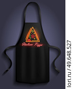 Aprons with pizzeria logos. Clothes for work in kitchen, protective element of clothing for cooking. Apron for cooking in kitchen and protection of clothes. Preparing pizza in restaurant. Aprons with pizzeria logos. Clothes for working and cooking in kitchen of pizza restaurant. Стоковая иллюстрация, агентство Ingram Publishing / Фотобанк Лори