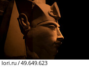 bust of pharaoh Echnaton (Akhenaten, aka Amenhotep IV) around black background . cloes up. Стоковое фото, агентство Ingram Publishing / Фотобанк Лори