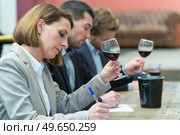 critics grading the wines for the awarding. Стоковое фото, агентство Ingram Publishing / Фотобанк Лори