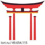 Japan gate isolated on white, torii gate, japanese gate. Chinese and Japanese architecture temple, cathedral object isolated on white. Entrance has asian style roof, decorated with hanging lanterns. Japan gate isolated on white, torii gate, japanese gate. Chinese and Japanese architecture temple. Стоковая иллюстрация, агентство Ingram Publishing / Фотобанк Лори
