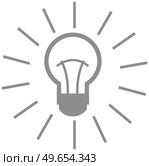 Black and white, hand drawn, sketch style light bulb isolated on white background. Ligtbulb as symbol of new idea, project creation. Strategy planning, creative project development. Outline of lamp. Black and white, hand drawn, sketch style light bulb as symbol of new idea, project development. Стоковая иллюстрация, агентство Ingram Publishing / Фотобанк Лори