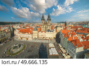 Old Town Square in the center of Prague. Tyn temple. Стоковое фото, агентство Ingram Publishing / Фотобанк Лори