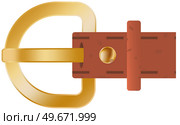 Brown leather belt with buttoned steel buckle with metal rivet accessories isolated on white background. Vector fashion clothing accessory strong belt in cartoon flat style, unbuttoned strap. Brown leather belt with buttoned steel buckle with metal rivet accessories isolated on white. Стоковая иллюстрация, агентство Ingram Publishing / Фотобанк Лори